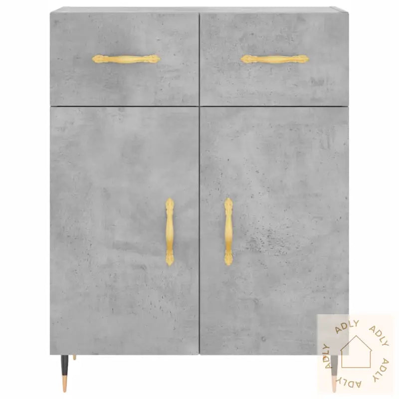 Highboard Betonggrå 69,5X34X180 Cm Konstruert Tre