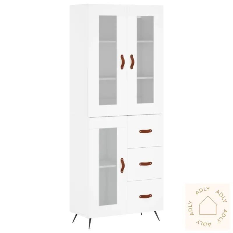 Highboard Hvit 69,5X34X180 Cm Konstruert Tre