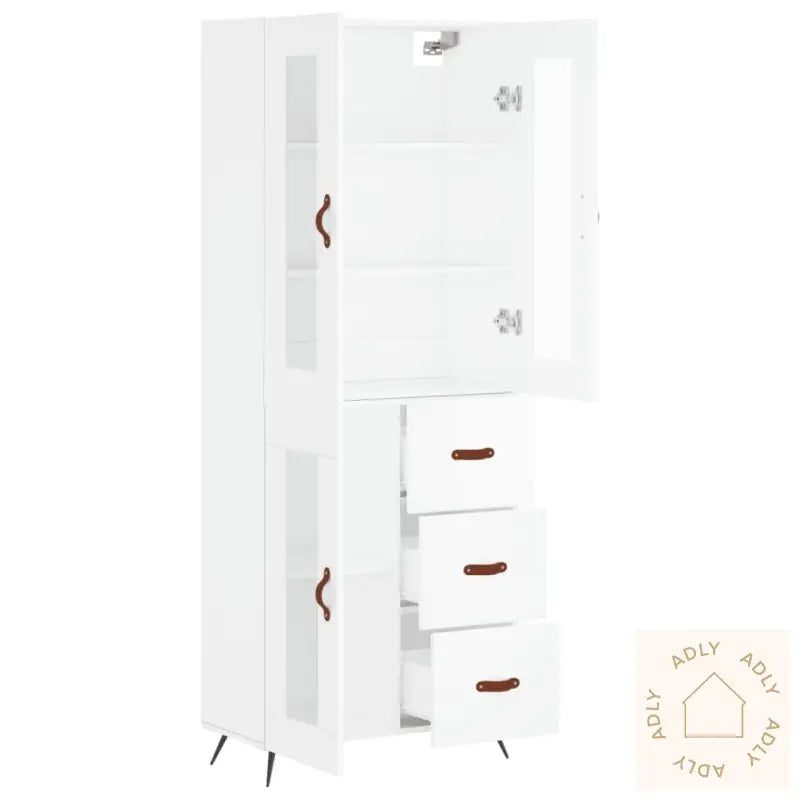 Highboard Hvit 69,5X34X180 Cm Konstruert Tre