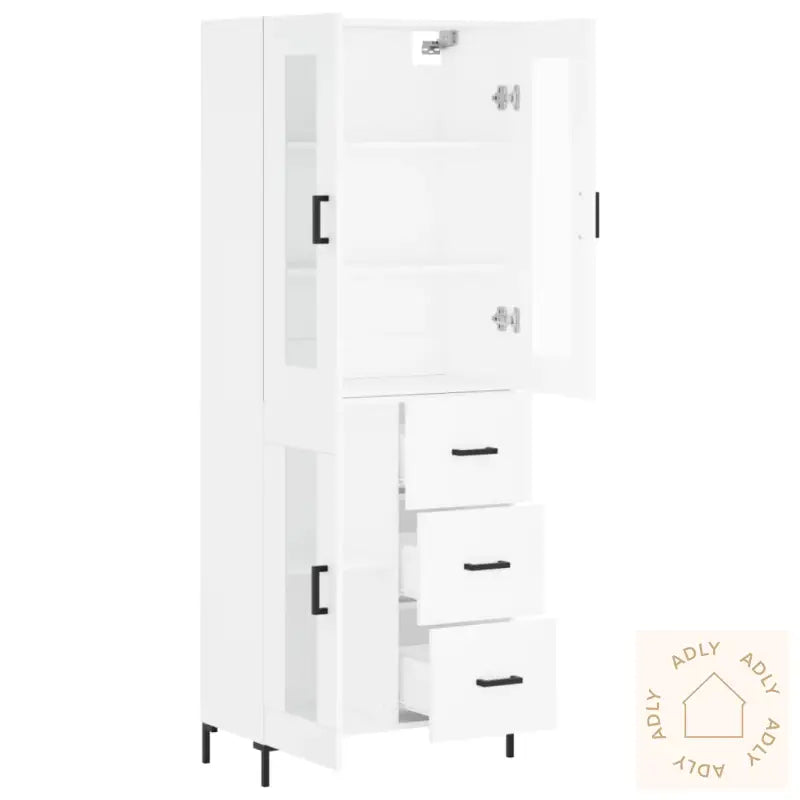 Highboard Hvit 69,5X34X180 Cm Konstruert Tre