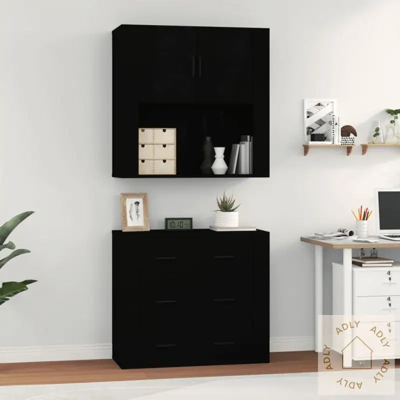 Highboard Svart Konstruert Tre