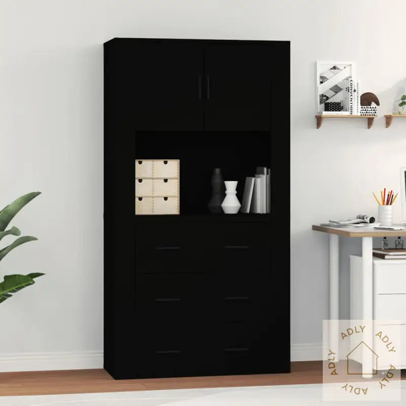 Highboard Svart Konstruert Tre