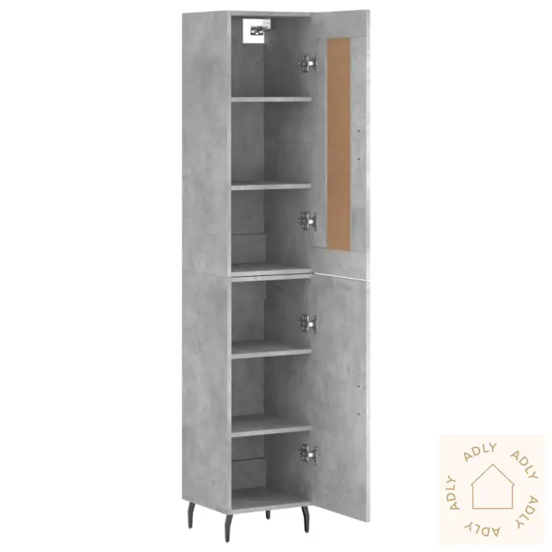 Highboard Betonggrå 34,5X34X180 Cm Konstruert Tre