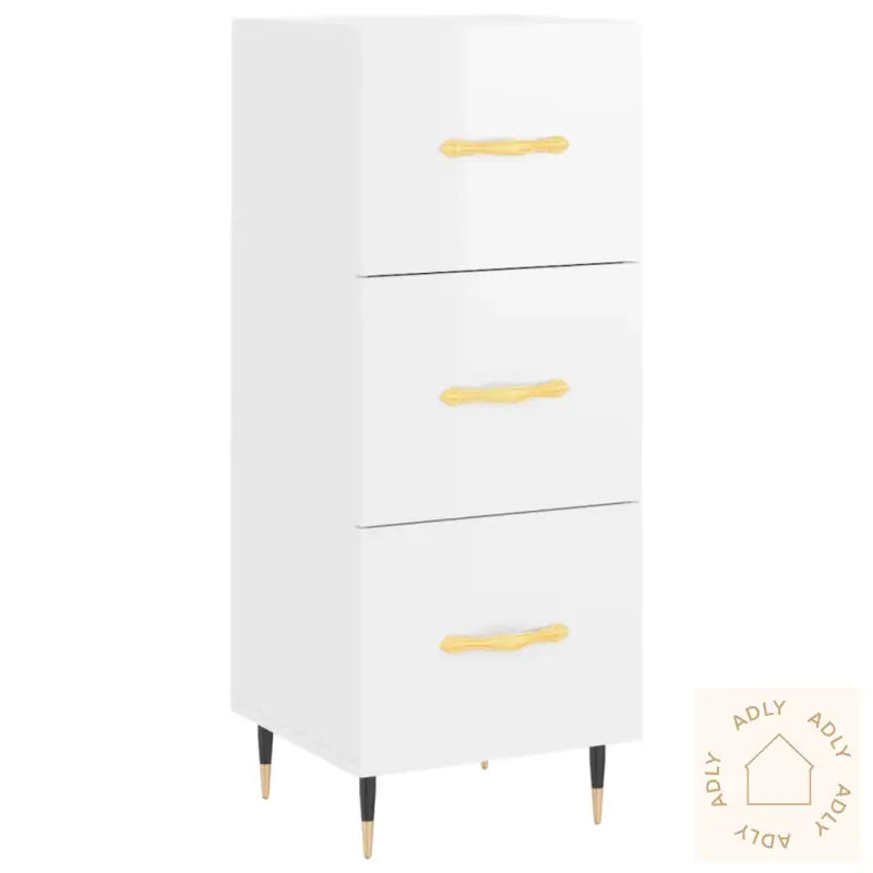 Highboard Høyglans Hvit 34,5X34X180 Cm Konstruert Tre