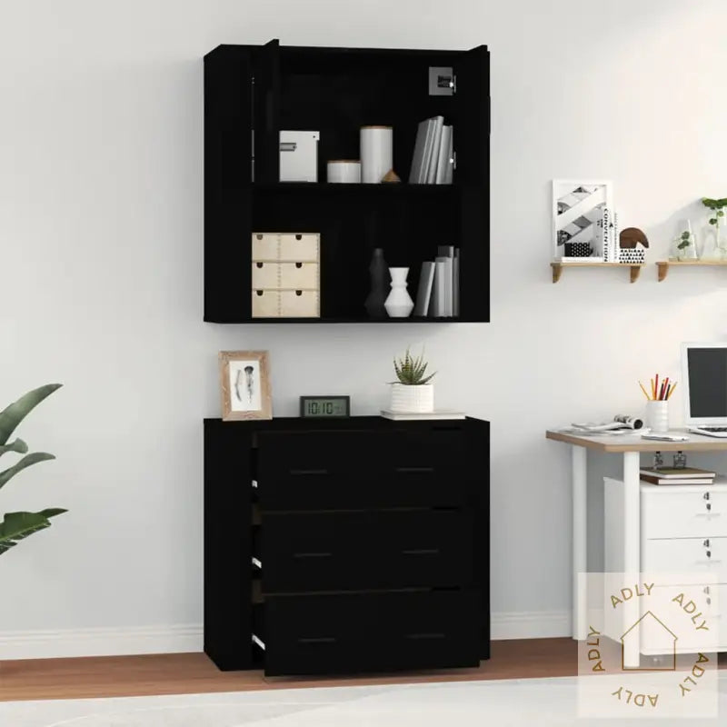 Highboard Svart Konstruert Tre