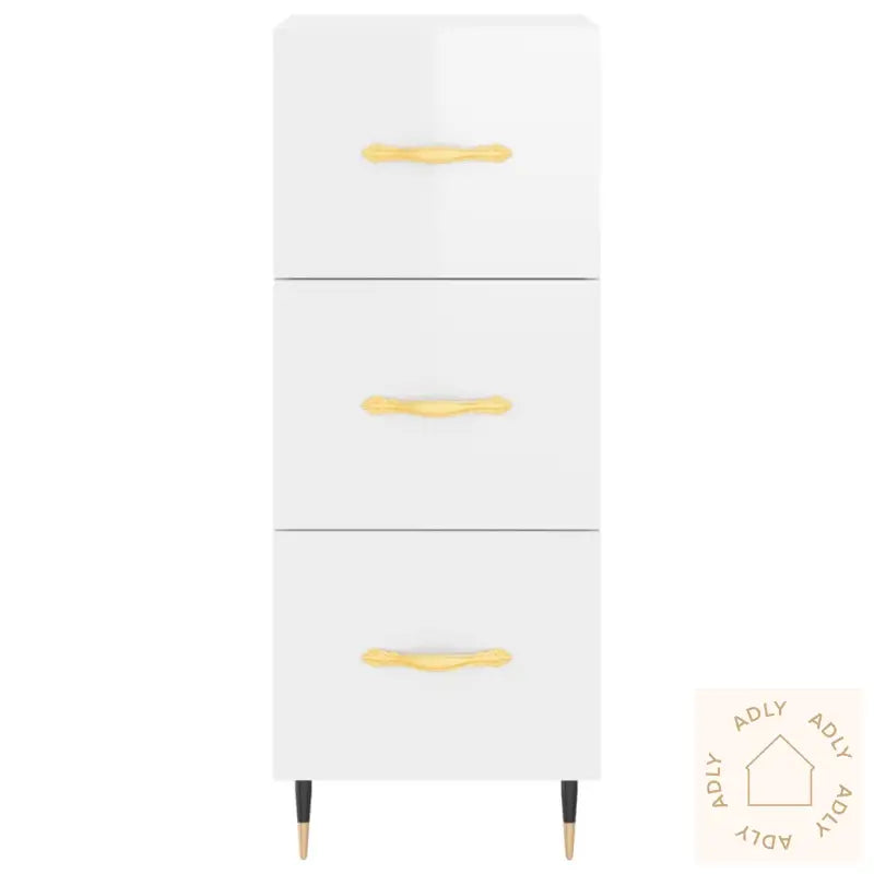 Highboard Høyglans Hvit 34,5X34X180 Cm Konstruert Tre