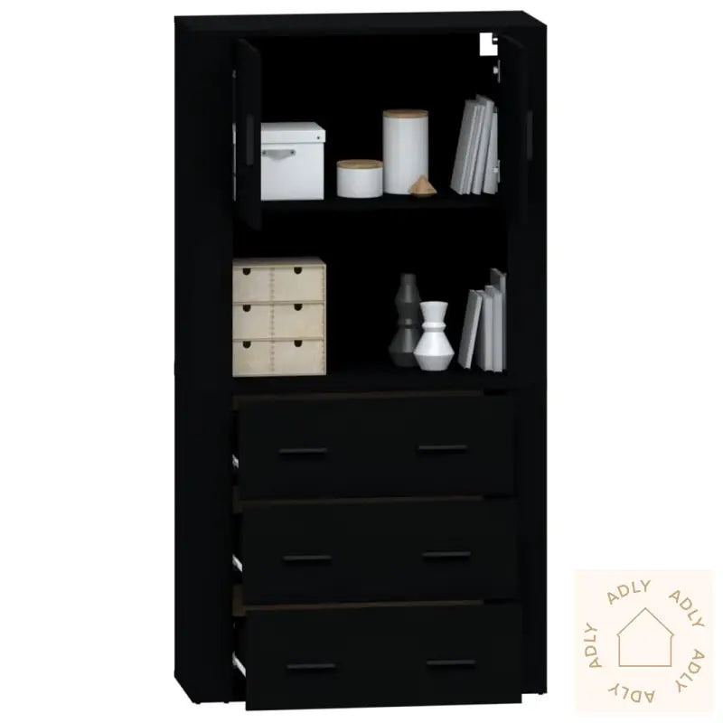 Highboard Svart Konstruert Tre