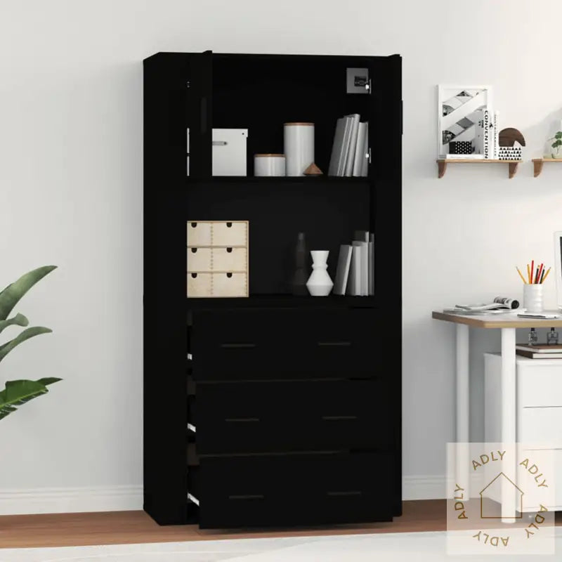 Highboard Svart Konstruert Tre