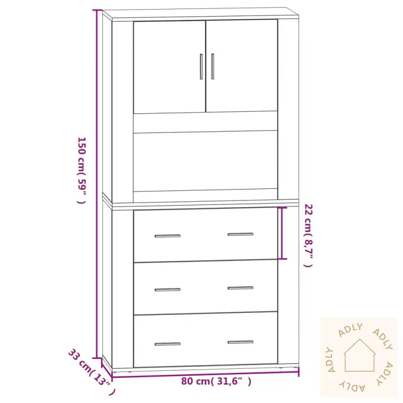 Highboard Svart Konstruert Tre