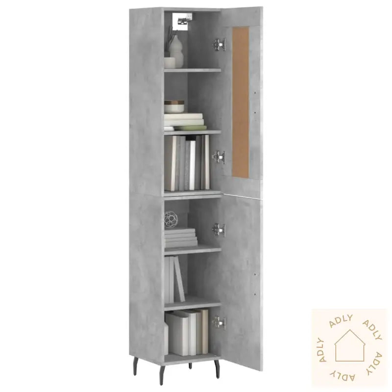 Highboard Betonggrå 34,5X34X180 Cm Konstruert Tre