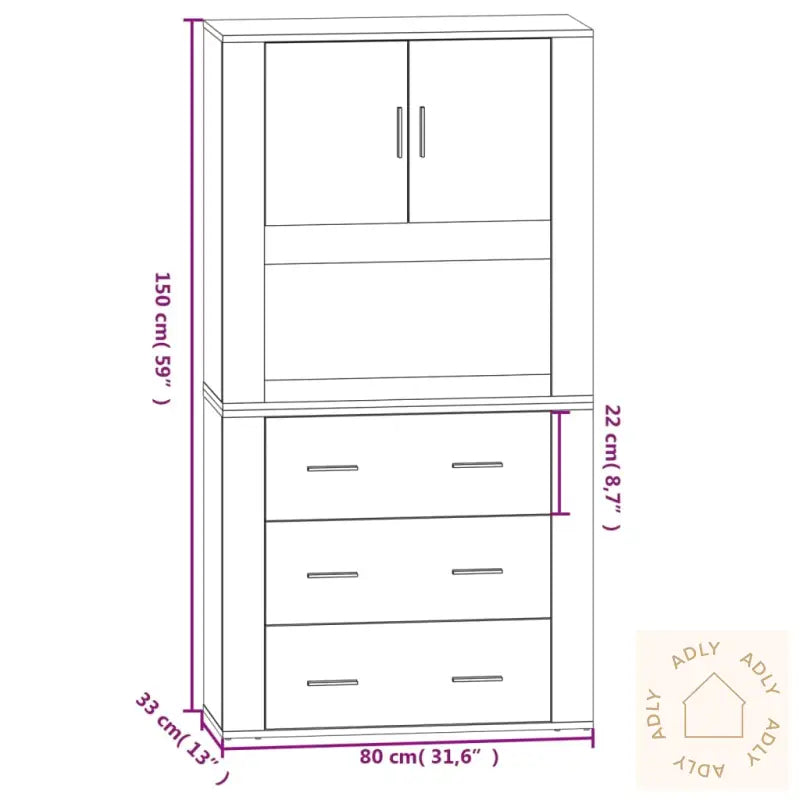Highboard Hvit Konstruert Tre
