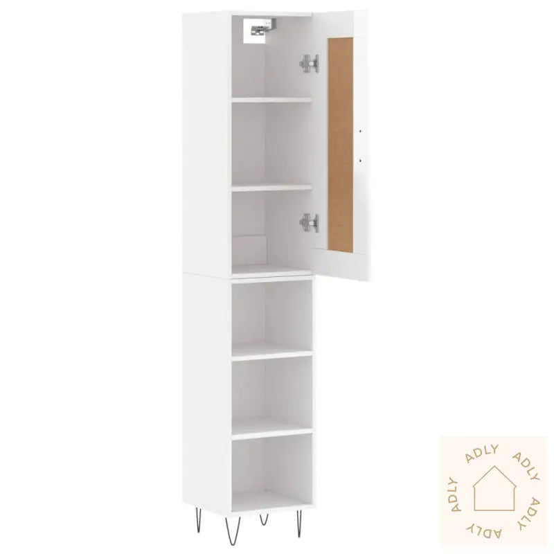 Highboard Høyglans Hvit 34,5X34X180 Cm Konstruert Tre