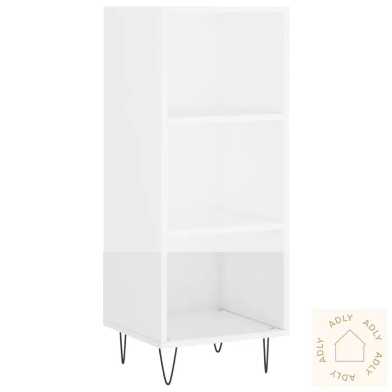 Highboard Høyglans Hvit 34,5X34X180 Cm Konstruert Tre