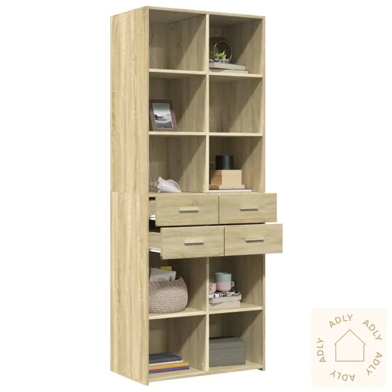 Highboard Sonoma Eik 70X42,5X185 Cm Konstruert Tre