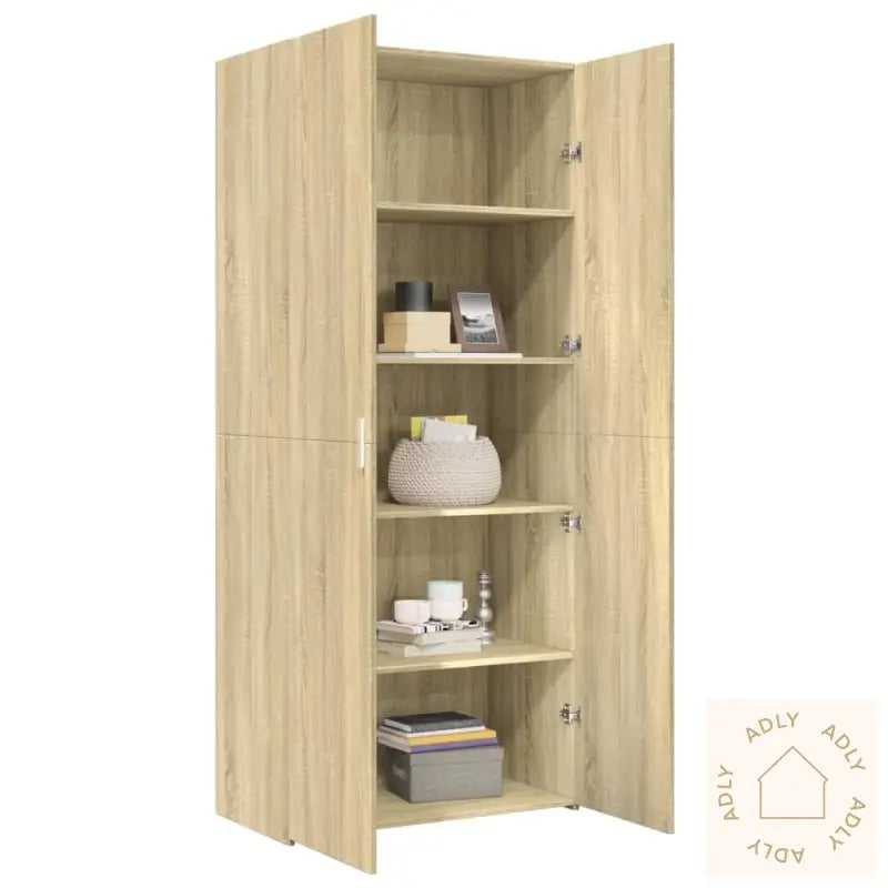 Highboard Sonoma Eik 80X42,5X185 Cm Konstruert Tre