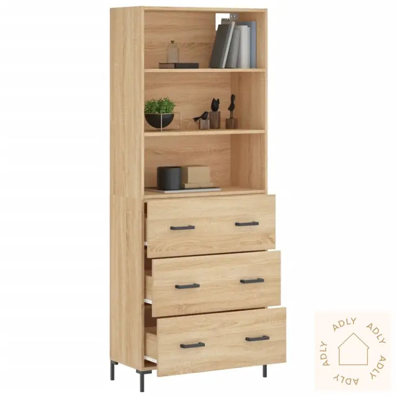 Highboard Sonoma Eik 69,5X34X180 Cm Konstruert Tre