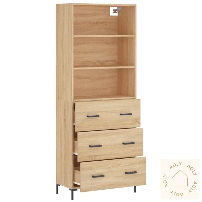 Highboard Sonoma Eik 69,5X34X180 Cm Konstruert Tre