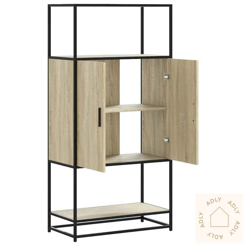 Highboard Sonoma Eik 68X35X139 Cm Konstruert Tre Og Metall