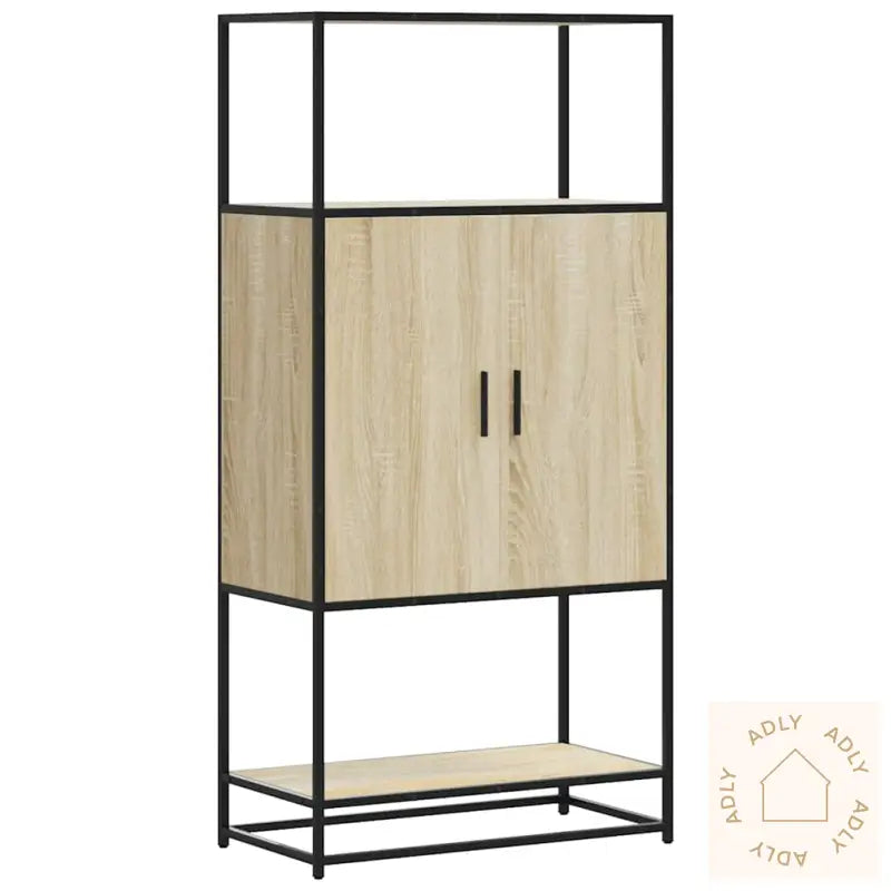 Highboard Sonoma Eik 68X35X139 Cm Konstruert Tre Og Metall