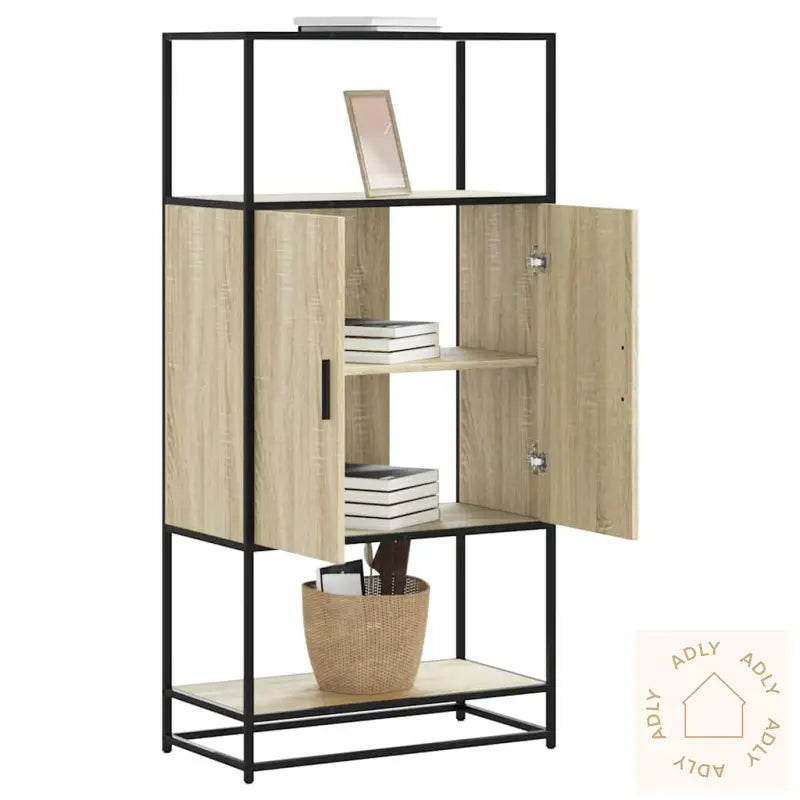 Highboard Sonoma Eik 68X35X139 Cm Konstruert Tre Og Metall