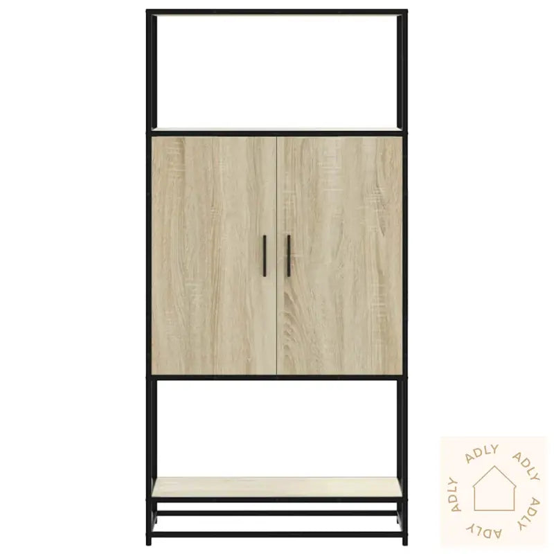 Highboard Sonoma Eik 68X35X139 Cm Konstruert Tre Og Metall