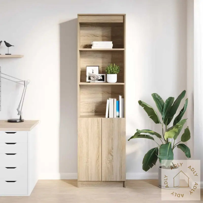 Highboard Sonoma Eik 50X35X180 Cm Konstruert Tre