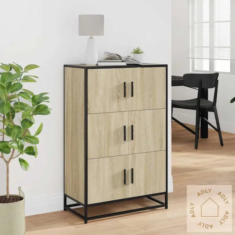 Highboard Sonoma Eik 68X35X106,5 Cm Konstruert Tre Og Metall