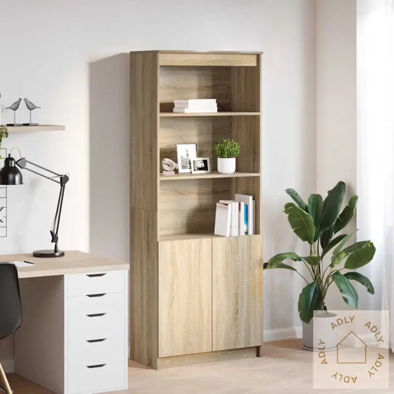 Highboard Sonoma Eik 70X35X180 Cm Konstruert Tre
