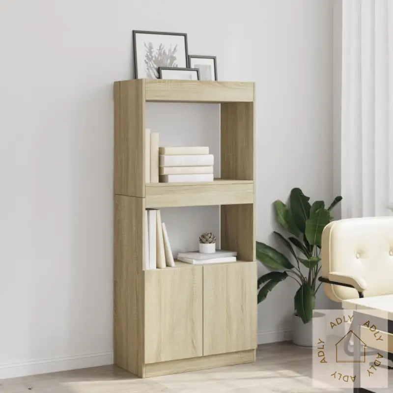 Highboard Sonoma Eik 63X33X140 Cm Konstruert Tre