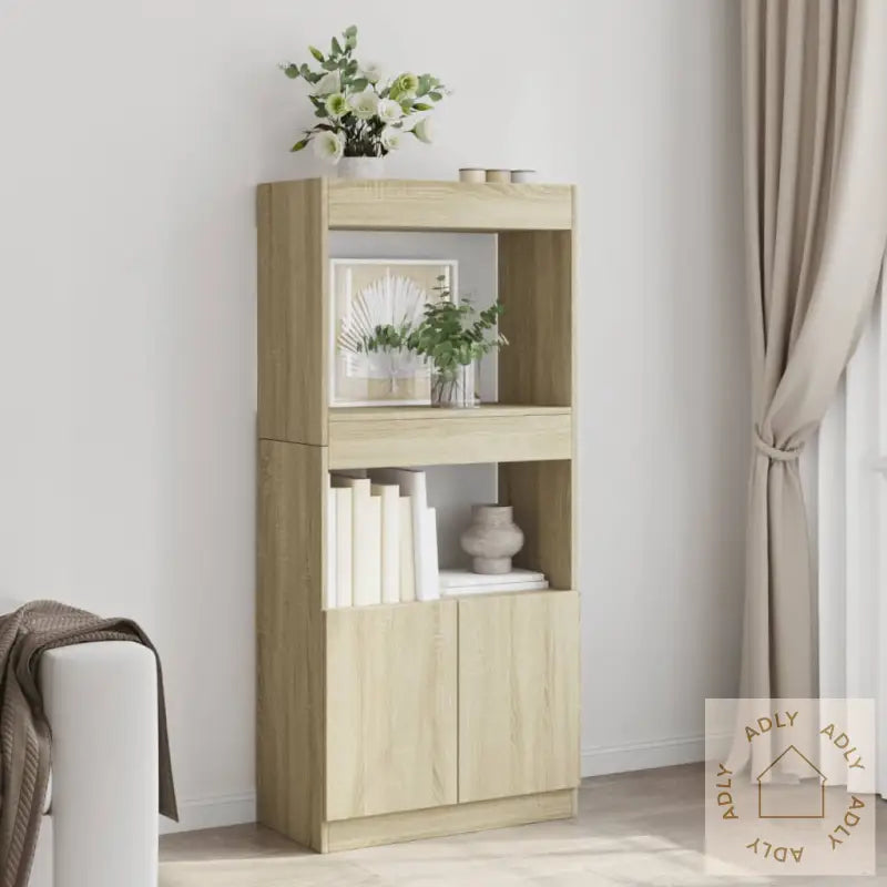 Highboard Sonoma Eik 63X33X140 Cm Konstruert Tre