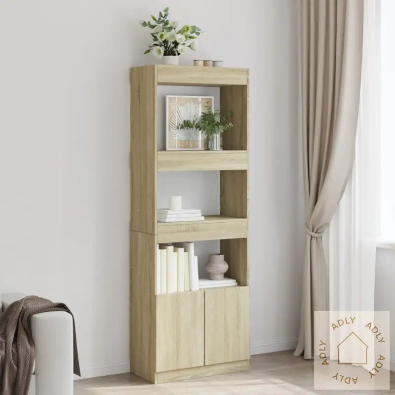 Highboard Sonoma Eik 63X33X180 Cm Konstruert Tre