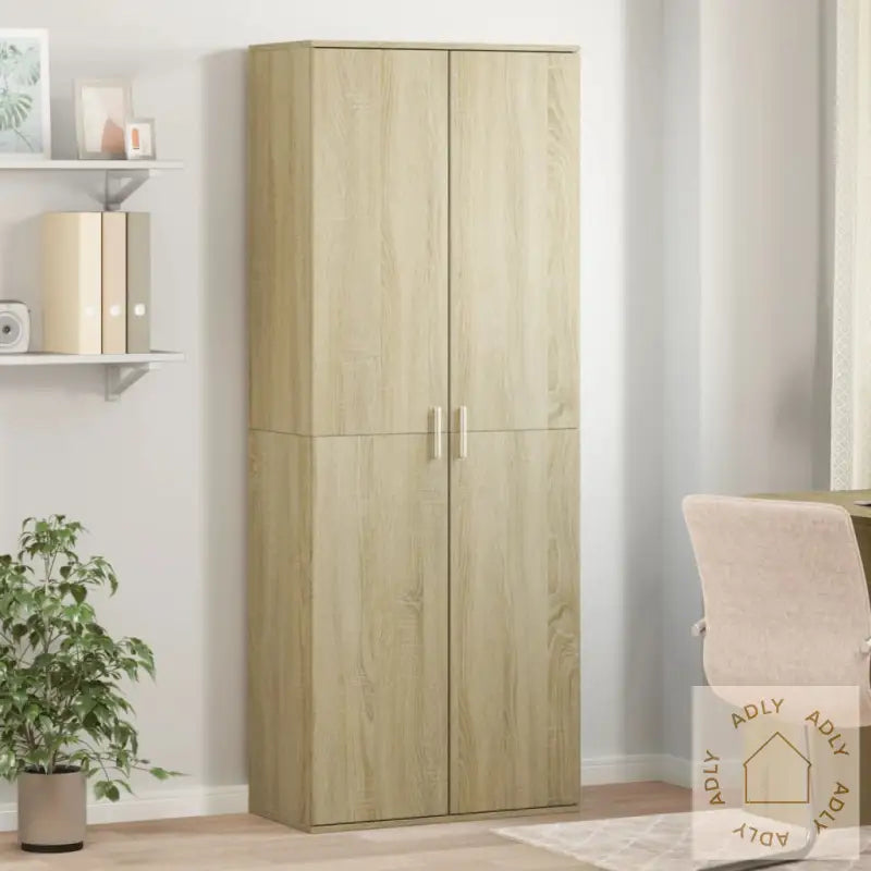 Highboard Sonoma Eik 70X35X180 Cm Konstruert Tre