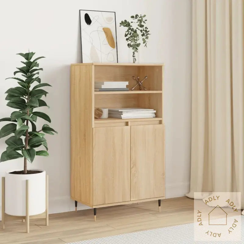 Highboard Sonoma Eik 60X36X110 Cm Konstruert Tre