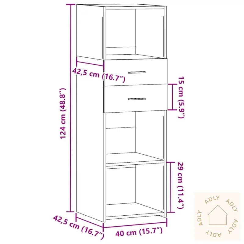 Hylle Sonoma Eik 40X42,5X124 Cm Konstruert Tre
