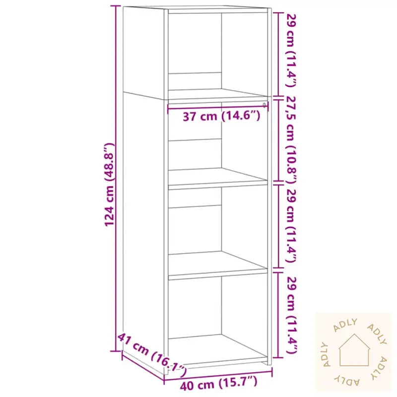 Hylle Sonoma Eik 40X41X124 Cm Konstruert Tre