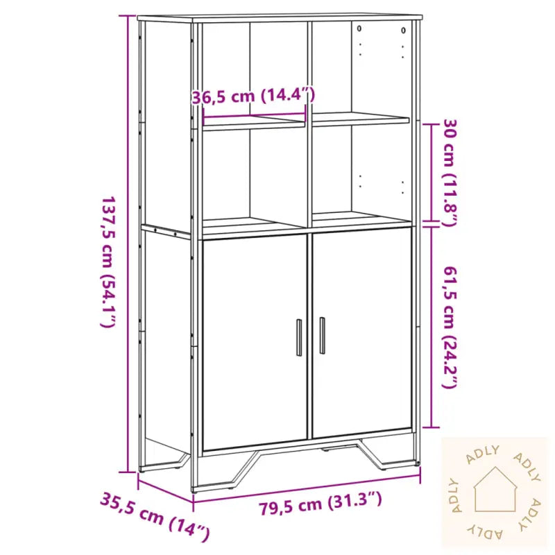 Highboard Sonoma Eik 79,5X35,5X137,5 Cm Konstruert Tre