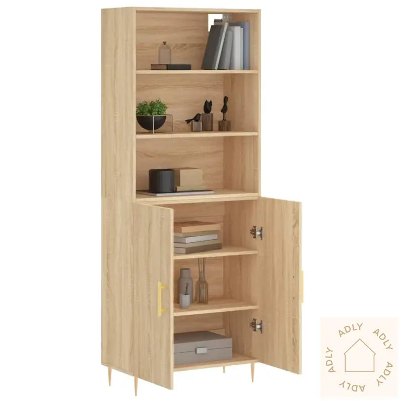 Highboard Sonoma Eik 69,5X34X180 Cm Konstruert Tre