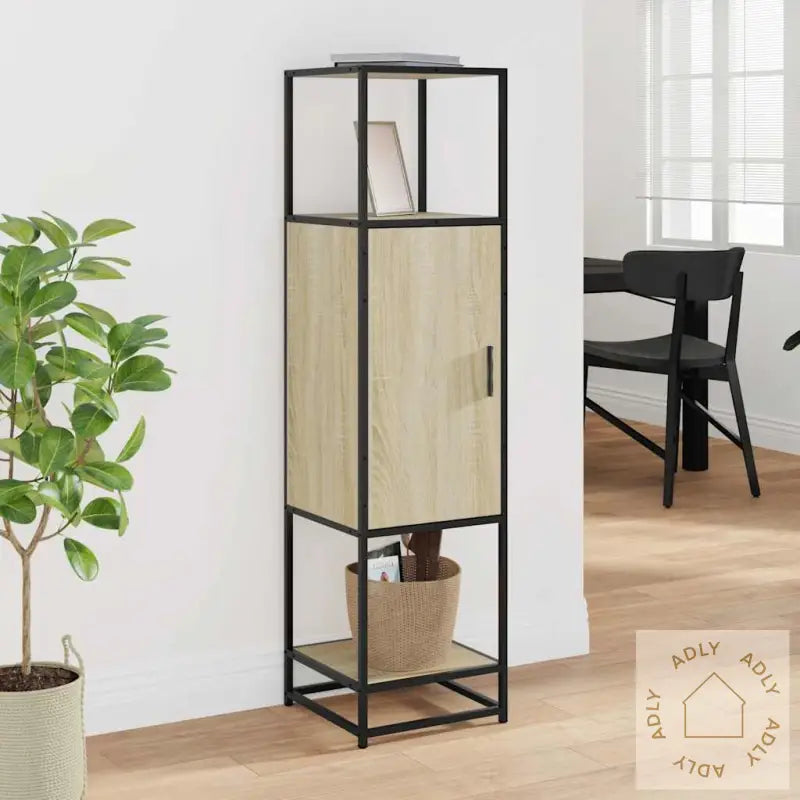 Highboard Sonoma Eik 35,5X35X139 Cm Konstruert Tre Og Metall