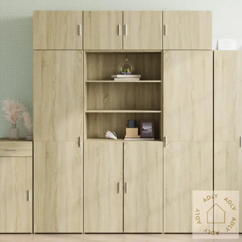Highboard Sonoma Eik 80X42,5X185 Cm Konstruert Tre