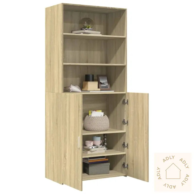 Highboard Sonoma Eik 80X42,5X185 Cm Konstruert Tre