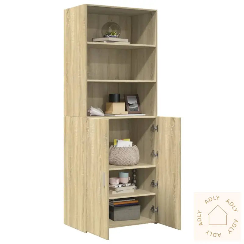 Highboard Sonoma Eik 70X42,5X185 Cm Konstruert Tre