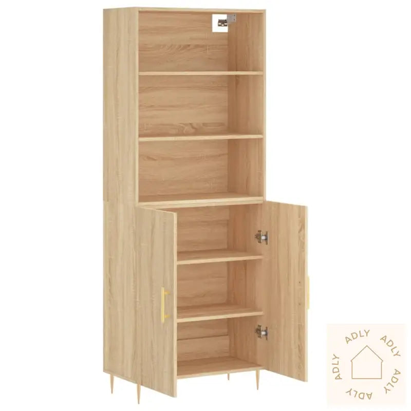 Highboard Sonoma Eik 69,5X34X180 Cm Konstruert Tre