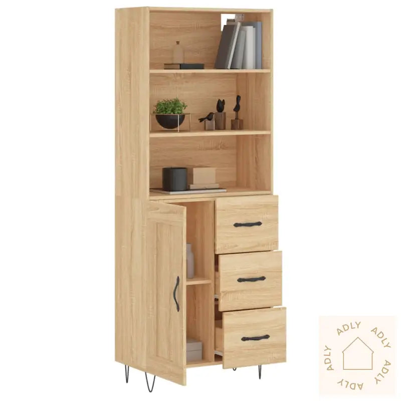 Highboard Sonoma Eik 69,5X34X180 Cm Konstruert Tre