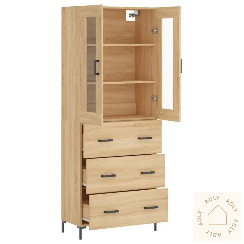 Highboard Sonoma Eik 69,5X34X180 Cm Konstruert Tre