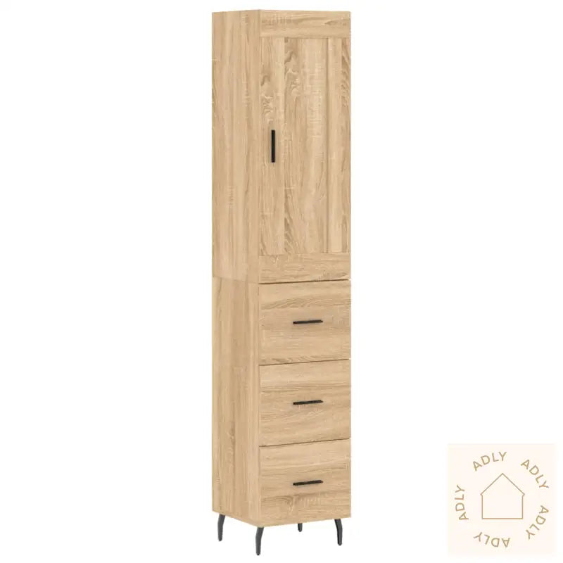 Highboard Sonoma Eik 34,5X34X180 Cm Konstruert Tre