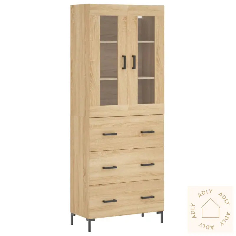 Highboard Sonoma Eik 69,5X34X180 Cm Konstruert Tre