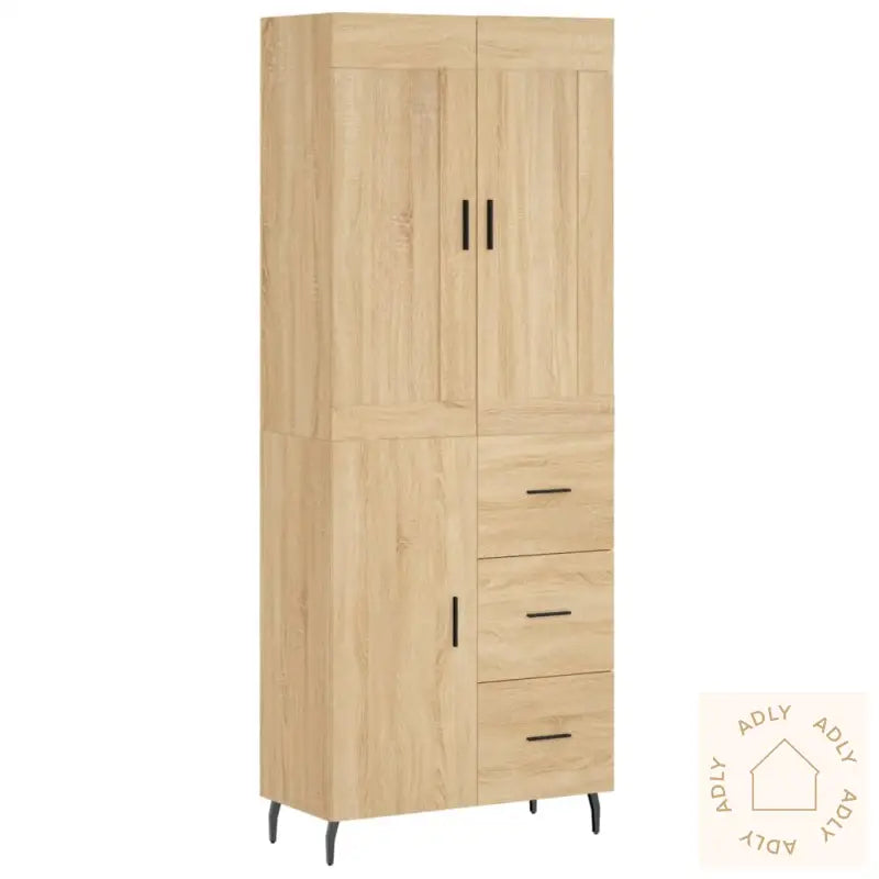 Highboard Sonoma Eik 69,5X34X180 Cm Konstruert Tre