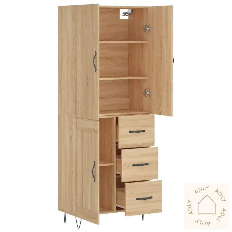 Highboard Sonoma Eik 69,5X34X180 Cm Konstruert Tre