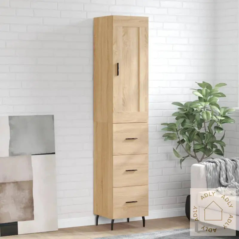 Highboard Sonoma Eik 34,5X34X180 Cm Konstruert Tre