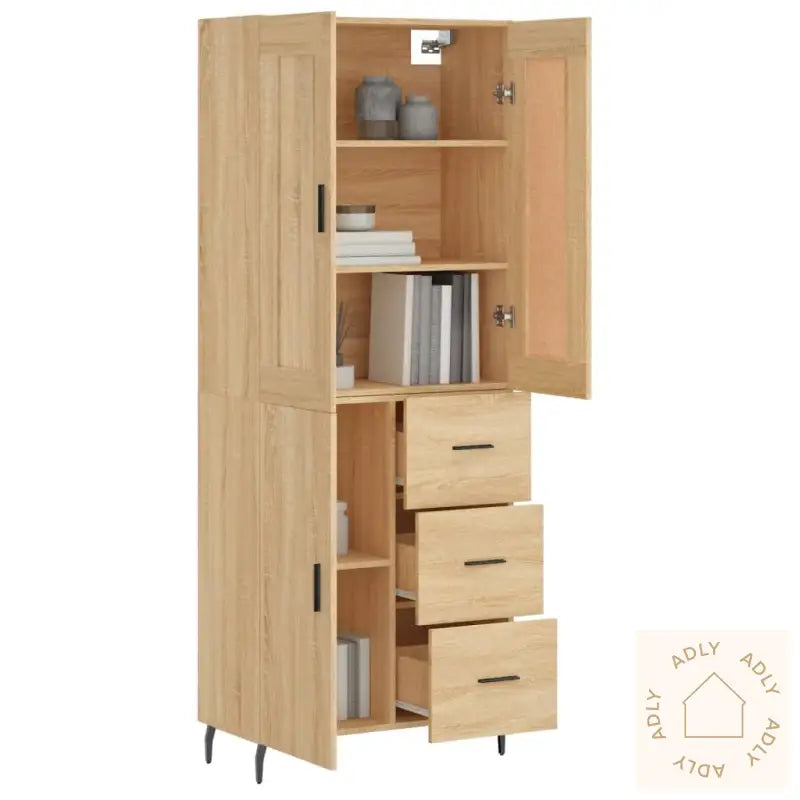 Highboard Sonoma Eik 69,5X34X180 Cm Konstruert Tre